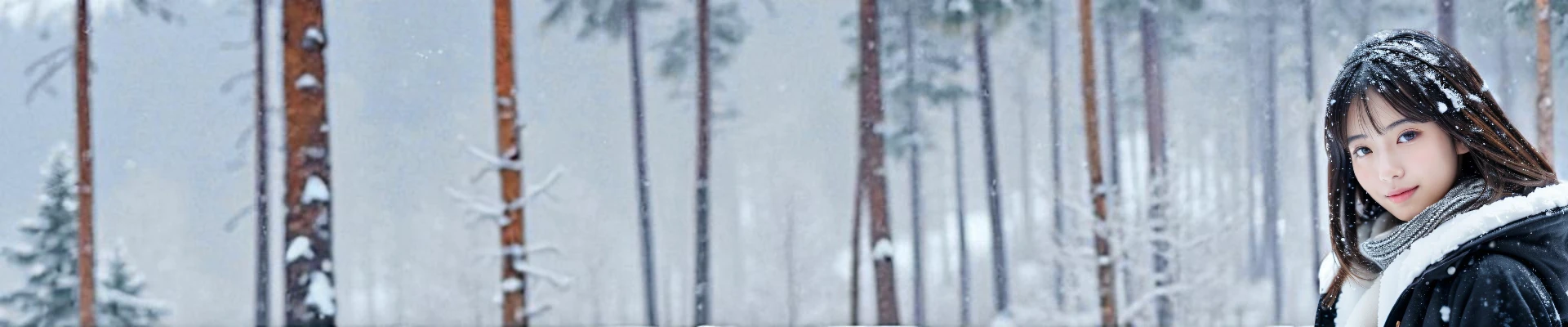 Fashion model photographed in a snow-covered forest